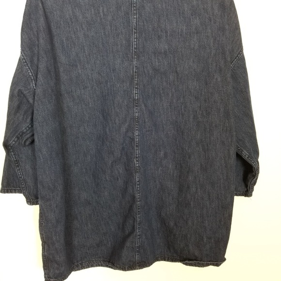 Zara Minimalist Denim Jacket Women Sz M Blue Long Pockets Relaxed Boho - Picture 8 of 11